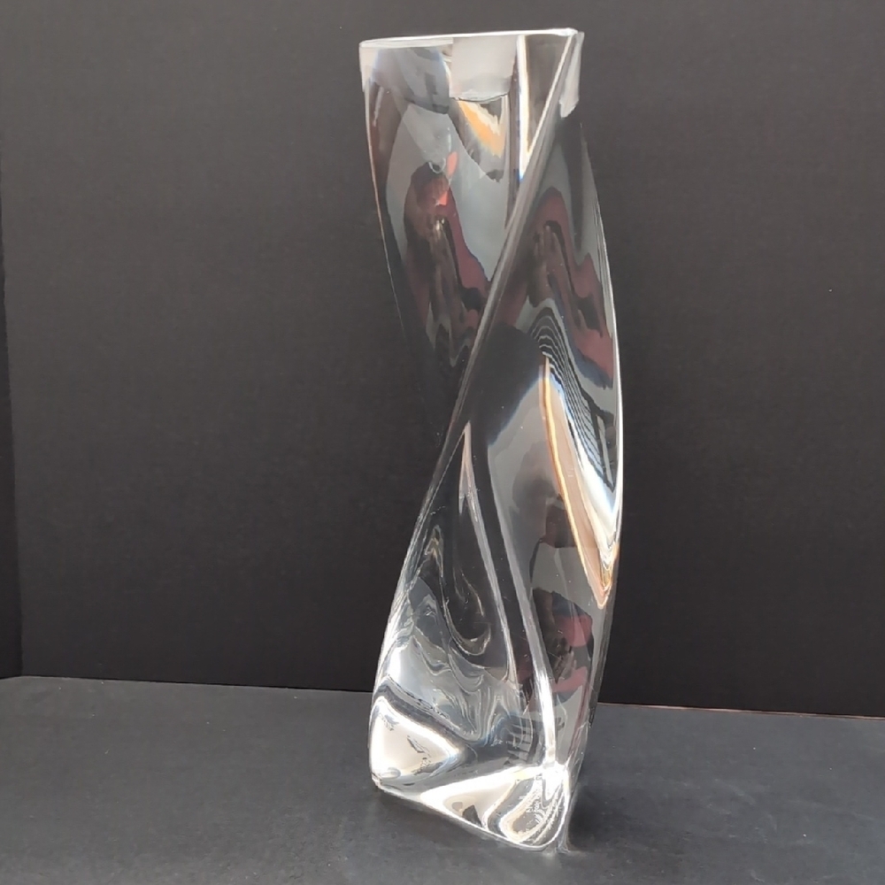 VTG Kosta Boda Tall Crystal Candle Holder, Signed.